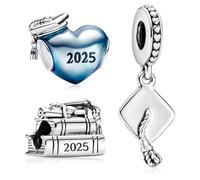 MSPOVOF Charm blu 2025 laurea 3 pezzi/confezione A in argento Sterling S925 per braccialetti e collane da donna gioielli regalo
