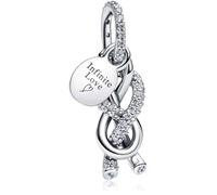 MSPOVOF Ciondolo a forma di nodo infinito con pavé, per braccialetti e collane, in argento Sterling 925, gioiello da donna