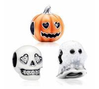 MSPOVOF Ciondolo per braccialetti e collane, in argento Sterling S925, ideale come regalo per Halloween, Piccolo, Zirconia cubica, Zirconie sintetico