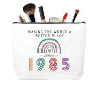 MSQ cosmetici tasca donna 40 compleanno trucco tasca di trucco portatile, borsa di trucco multiuso, regali per 40 compleanno donne, madri, migliori amiche e vergini (1985)