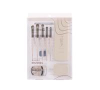 MSQ Everyday Eye Essentials - Set di 5 pennelli per il trucco con specchio per il trucco, 1 piegaciglia portatile, 1 pennello per il trucco