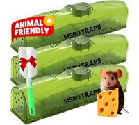 MSR Traps Trappole per topi Humane - 3 x doppie porte non velenose - Taglia XL - Trappole per topi adatte a bambini e animali domestici per interni - Viene fornito con spazzola per la pulizia
