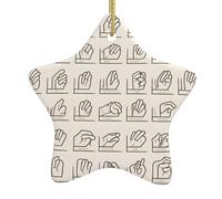 MSRHIUEF Ciondolo a forma di stella in ceramica con stampa dell'alfabeto in lingua dei segni, ornamento facile da appendere, molto adatto per decorare alberi di Natale