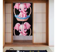 MSRHIUEF Little Pink Elephant in The Flower Basket - Tenda stampata in 2 pezzi, 86,4 x 142,2 cm, per porte, finestre, separazione della stanza, protezione della privacy, luce solare, vento, polvere