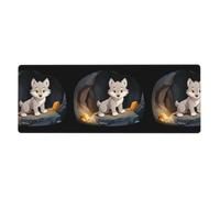 MSRHIUEF Tappetino per mouse extra large con cucciolo di lupo nella caverna, 30,5 x 80 cm, per l'apprendimento del gioco in ufficio