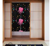 MSRHIUEF Tenda a forma di cuore con meduse stampate, 2 pezzi, 86,4 x 142,2 cm, per porte, finestre, separazione della stanza, protezione della privacy, luce solare, vento, polvere