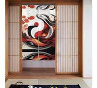 MSRHIUEF Tenda stampata a raggi rossi e neri, 2 pezzi, 86,4 x 142,2 cm, per porte, finestre, separazione della stanza, protezione della privacy, luce solare, vento, polvere