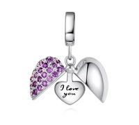 MsRosy Charm in argento Sterling per braccialetti con marchio S925, compatibile con tutti i braccialetti in stile europeo, regalo per lei solo per adulti, Misura unica, Argento, Zirconia cubica