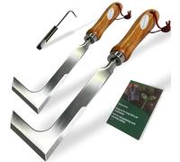 Msstoodun Weeder Crack Weeder, 30,5 cm, strumento per diserbo a lancia, confezione da 2 pezzi, in acciaio inossidabile, spatola da giardinaggio a forma di L con manico in legno, per giardino, prato