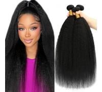 MsSunlight 12A Yaki dritto capelli umani Bundle 20 22 24 pollici brasiliani crespi lisci capelli umani tessere 3 fasci per le donne naturali