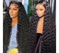 MsSunlight Parrucca anteriore in pizzo a onda profonda 13x6 capelli umani Pre pizzicati densità 180 100% non trattati onda vergine acqua parrucca anteriore in pizzo pre sbiancato HD parrucca anteriore