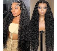 MsSunlight Parrucche frontali in pizzo con onde d'acqua per capelli umani 13 x 4 parrucca frontale in pizzo grande parrucca capelli umani ricci profondi capelli umani pre-pizzicati nodi sbiancati