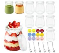 Mssushi 10 Pezzi Vasetti per Yogurt con Coperchi, Vasetti Di Yogurt Da 200ml Con Cucchiai,Tazze Di Budino Di Chia A Prova Di Perdite Per La Produzione Di Marmellate,Gelatina, Budino