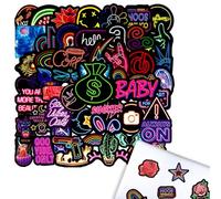 MsTeco 100 Pezzi Neon Adesivi, Graffiti Adesivo Personalizzati Cool Sticker Pack Impermeabile Stickers Aesthetic per Computer Portatile, Bottiglie d'Acqua, Bagagli, Skateboard, Valigia