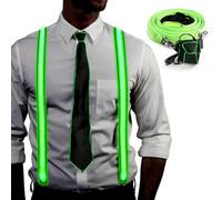 Mstnoixgc Bretelle Luminose LED e Papillon, Verde Papillon LED Uomo, Bretelle LED, Adatto per Festival Musicali, Halloween, Feste in Maschera, Natale, Feste al Bar