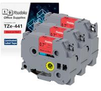 Msudoku Nastro laminato nero su rosso, 18 mm, 0,7 mm, compatibile con Brother P Touch Label Maker Tape TZe-441 TZe441 Tze Tz Tape per PT D400 D600 D610 P710BT, 3/4 pollici x 26,2 piedi, confezione da