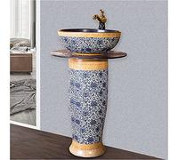 Msuiiixcccc Bathroom Sink Floor-Mounted Pedestal Basin - Pedestal Bathroom Sink Ceramic Retro Industrial Style Easy to Clean Floor-Mounted Basin Unit (Color : F) (F) (I)