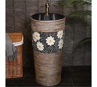 Msuiiixcccc Bathroom Sink Floor-Mounted Pedestal Basin - Pedestal Bathroom Sink Ceramic Retro Industrial Style Easy to Clean Floor-Mounted Basin Unit (Color : Y) (F) (Y)