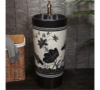 Msuiiixcccc Bathroom Sink Floor-Mounted Pedestal Basin - Pedestal Bathroom Sink Ceramic Retro Industrial Style Easy to Clean Floor-Mounted Basin Unit (Color : Y) (F) (W)