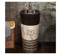 Msuiiixcccc Bathroom Sink Floor-Mounted Pedestal Basin - Pedestal Bathroom Sink Ceramic Retro Industrial Style Easy to Clean Floor-Mounted Basin Unit (Color : Y) (F) (T)
