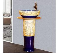 Msuiiixcccc Bathroom Sink Floor-Mounted Pedestal Basin - Pedestal Bathroom Sink Ceramic Retro Industrial Style Easy to Clean Floor-Mounted Basin Unit (Color : F) (F) (H)