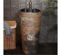 Msuiiixcccc Complete Pedestal Art Bathroom Basin Sink Freestanding Pedestal Bathroom Cylindrical Sink with Pedestal Hard And Easy to Clean Floor-Standing Basin Unit (Color : Q) (F) (T)