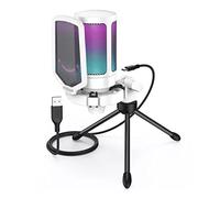 Msuiiixcccc Microphone USB Microphone for Gaming Streaming with Pop Filter Shock Mount&Gain Control,Condenser Mic for Laptop/Computer Suitable for Anchor, Dubbing Studio, Recording, st (Color : W)