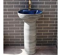 Msuiiixcccc Modern Ceramic Basin Sink with Full Pedestal And One Tap Hole Round Freestanding Sink Ceramic Basin Sink And Pedestal Bathroom (Color : K) (F) (I)