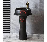 Msuiiixcccc Traditional Ceramic Bathroom Basin Sink with Full Pedestal And One Tap Hole Luxurious Basin Easy to Clean Floor-Standing Basin Unit (Color : G) (F) (J)