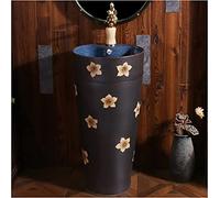 Msuiiixcccc Traditional Ceramic Bathroom Basin Sink with Full Pedestal And One Tap Hole Luxurious Basin Easy to Clean Floor-Standing Basin Unit (M with Mirror)