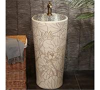 Msuiiixcccc Traditional Ceramic Bathroom Basin Sink with Full Pedestal And One Tap Hole Luxurious Basin Easy to Clean Floor-Standing Basin Unit (Color : I) (F) (A)