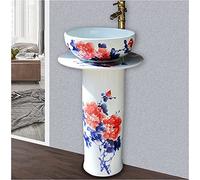 Msuiiixcccc Traditional Ceramic Bathroom Basin Sink with Full Pedestal And One Tap Hole Luxurious Basin Easy to Clean Floor-Mounted Basin Unit (Color : F) (F) (K)