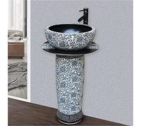 Msuiiixcccc Traditional Ceramic Bathroom Basin Sink with Full Pedestal And One Tap Hole Luxurious Basin Easy to Clean Floor-Mounted Basin Unit (Color : F) (F) (B)
