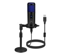 Msuiiixcccc USB Condenser Microphone Compatible with PC Android RGB Light Microphone with 3.5mm Jack Mute Key for Recording Podcasting