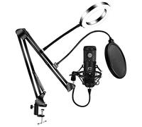 Msuiiixcccc USB E20 Condenser Computer Microphone with Ring Light Studio Kit with Arm Stand for Gaming Video Record