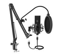 Msuiiixcccc USB PC Condenser Microphone with Adjustable Desktop Mic Arm Shock Mount for Studio Recording Vocals Voice