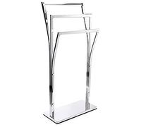 MSV - 100128-ML1 - Portasciugamani da Terra a 3 Barre Design in Acciaio Cromato Color Argento, Aspetto Chic, per bagni contemporanei