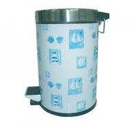 MSV 100368 Pattumiera in Acciaio Inox con Base Bianca e Design Faro Blu, 5 L