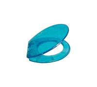 MSV 140136 - Sedile WC in MDF/Acciaio Inox, 42 x 36 x 1,4 cm, Soggetto: Bolle, Colore: Blu Trasparente