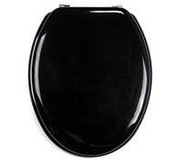 MSV 140343 - Sedile WC in Legno MDF/Acciaio Inox, 42,5 x 36,5 x 1,6 cm, Colore: Nero