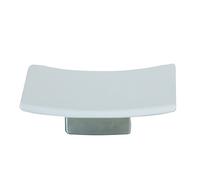 MSV 140744 Mahe - Portasapone in Ceramica/Acciaio Inox/gres, 13,5 x 9 x 3,5 cm, Bianco Opaco