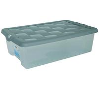 MSV 289 - Scatola portatutto sottoletto Trasparente, con Coperchio Grigio, in Polipropilene, 32 L