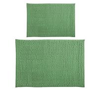 MSV Basil - Set di 2 tappetini da bagno in ciniglia a pelo lungo, 40 x 60 cm + 60 x 90 cm