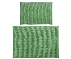 MSV Basil - Set di 2 tappetini da bagno in ciniglia a pelo lungo, 40 x 60 cm + 60 x 90 cm