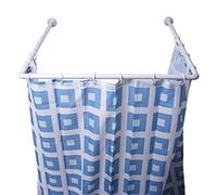 MSV, Bastone per Tenda da Doccia Angolare in Alluminio, Supporto a Soffitto e Anelli per Tende Inclusi, Adatto a Tutte Le Tende, Montaggio a Parete, 80x80x80 cm Bianco
