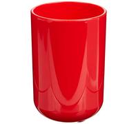 MSV - Bicchiere INAGUA - Elegante Design per Il Bagno - Ø7,1 x 10,5 cm - Rosso - Ideale per Articoli da toeletta - Plastica Resistente - Finitura Liscia
