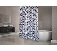 MSV CALULA Tenda da Doccia in Poliestere 180x200 cm di qualità Premium Grigia - Anelli Inclusi