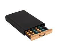 MSV Cassetto Porta Capsule Nespresso, Design Industriale, bambù e Acciaio, Elie Nero Opaco