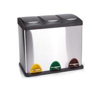 MSV Pattumiera a Pedale con Selezione selettiva in Acciaio Inossidabile 3 contenitori 8Lx3