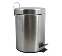 MSV - Cestino per cosmetici da bagno - Acciaio inossidabile con secchio interno rimovibile - Elegante cestino a pedale - Compatto e pratico - Argento - 5L
